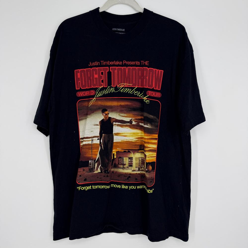 Justin Timberlake The Forget Tomorrow World Tour Black Concert Graphic Tee Large
